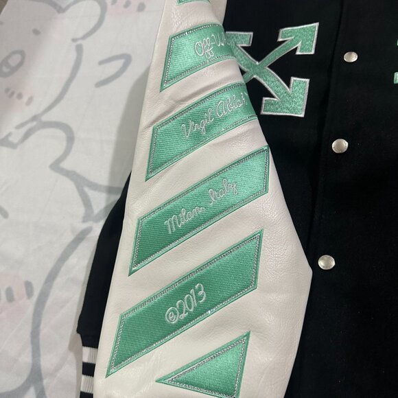 Off-White Multicolor Unisex Baseball Cardigan Jacket - Picture 4 of 6